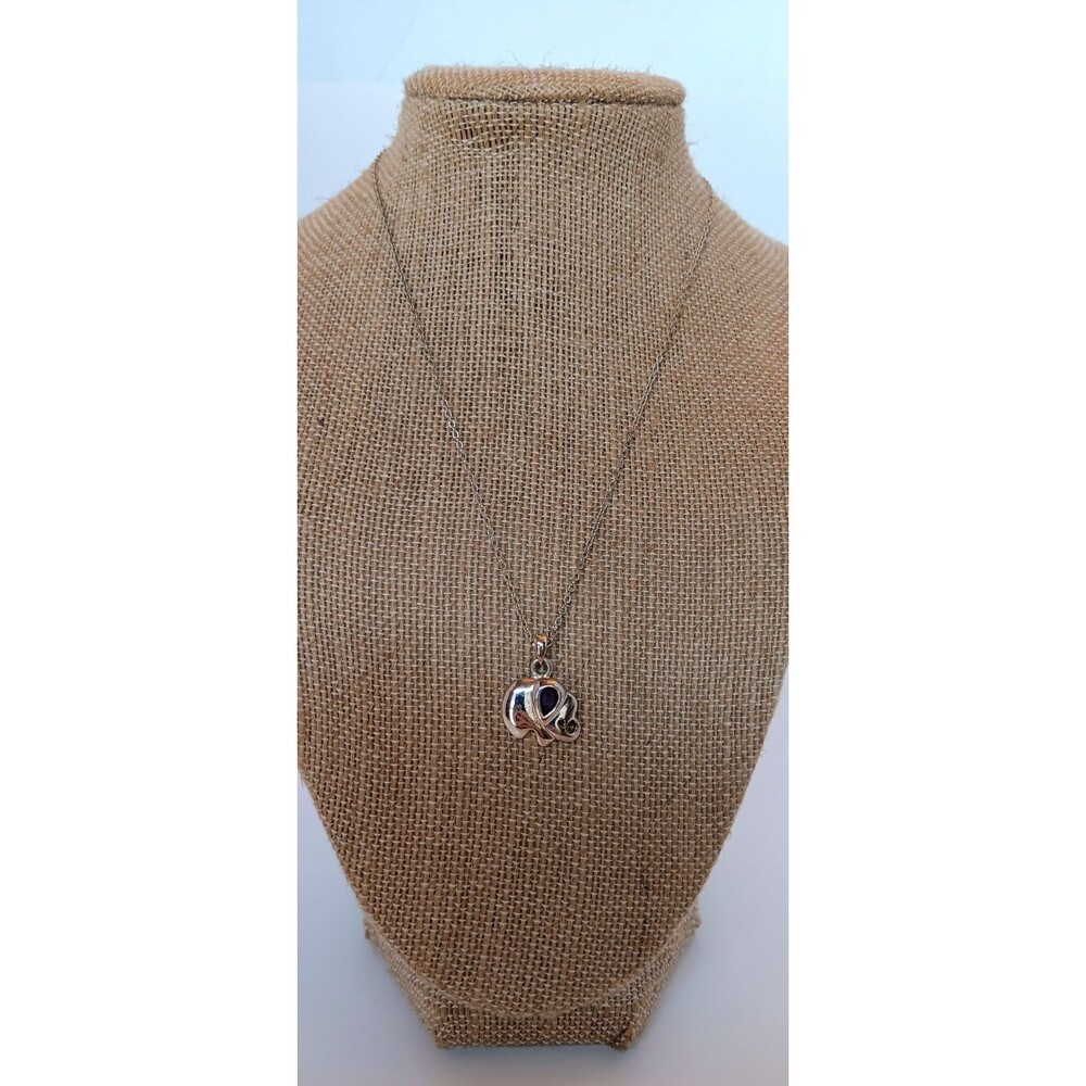 Avon Silvertone Birthstone Lucky Elephant Pendant Necklace